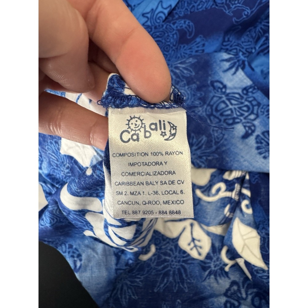Cabali Floral Blue Sleeveless turtle dress button up tropical resort vacation XL - Picture 7 of 8